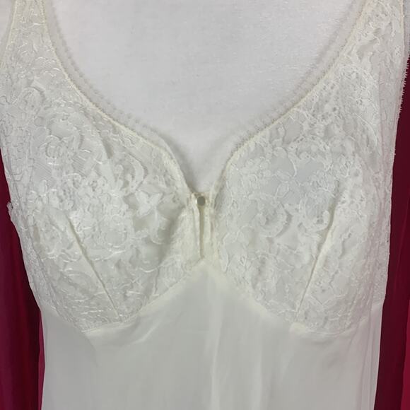 Vintage Barbizon cream midi slip with lace bust, large or 20 - Picture 3 of 11